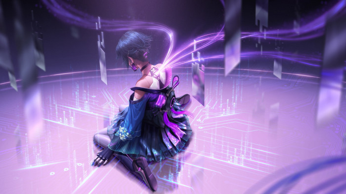 Cyber Hunter artwork cyberpunk kneeling 2k