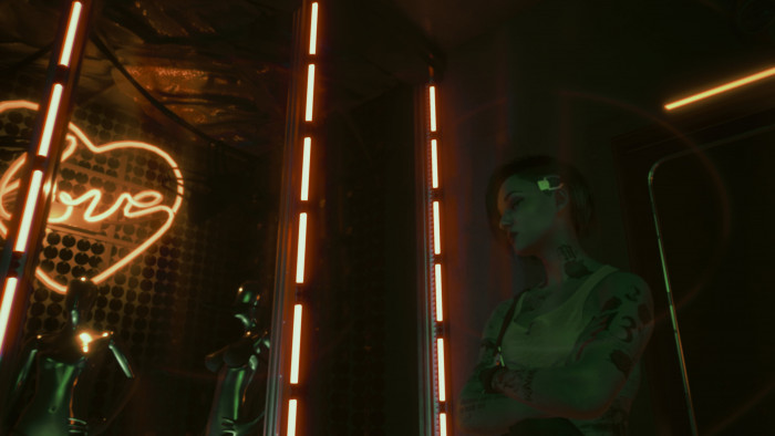 Cyberpunk orange video games Judy Alvarez love purple 2k