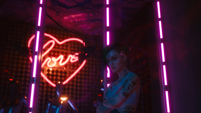 Cyberpunk video games Judy Alvarez love purple pink 2k