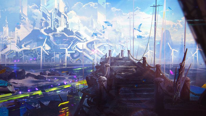 digital art fantasy architecture Futurism futuristic city