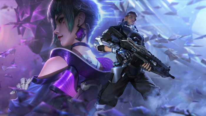 Girl Neon Weapons Guy Art Games Fiction Cyberpunk cyber hunter 2k