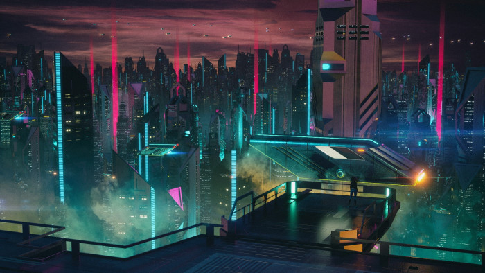 Music The city Skyscrapers Fiction Cyber Cyberpunk Synth