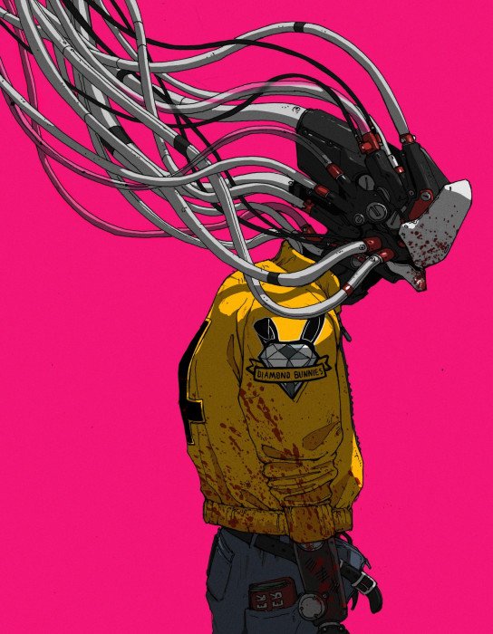 yellow black and gray monster animated painting cyber robot
