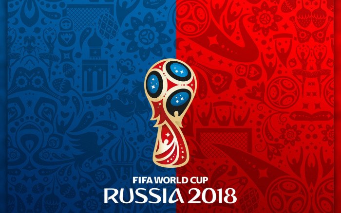 FIFA World Cup Russia Red Blue Confrontation red and blue background with Fifa text overlay