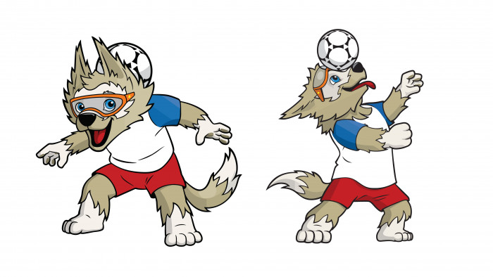 FIFA World Cup Zabivaka mascot simple background wolf soccer ball 2k 4k 5k