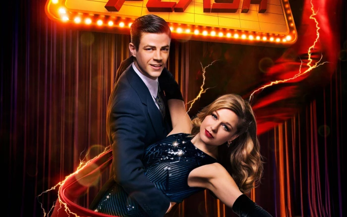 grant gustin as the flash with super girl 2 actress hollywood 2k