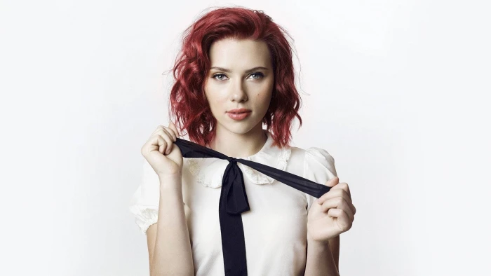 scarlett johansson redhead black tie actress hollywood