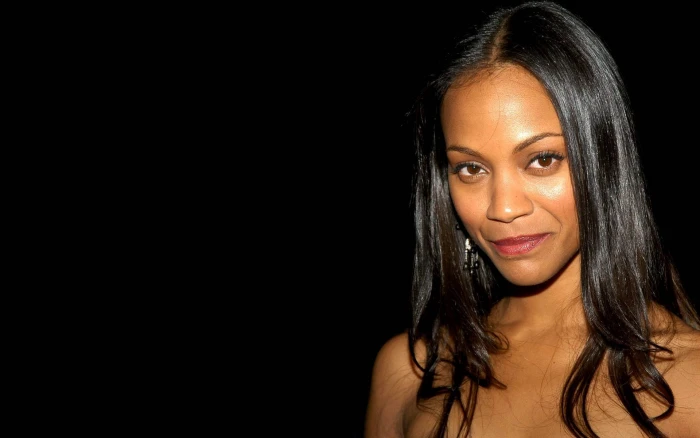 zoe saldana black shiny hair actress hollywood