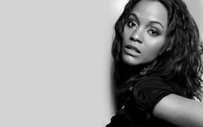 zoe saldana greyscale portrait photograph actress hollywood