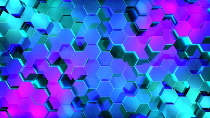 abstract hexagon digital art geometry neon 2k