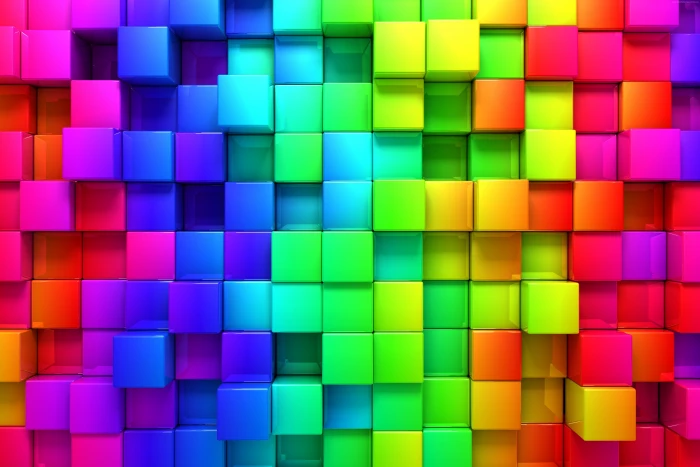 blocks cube iphone android abstract rainbow 2k 4k 5k