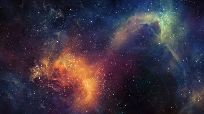 blue and orange galaxy digital wallpaper black yellow teal 58