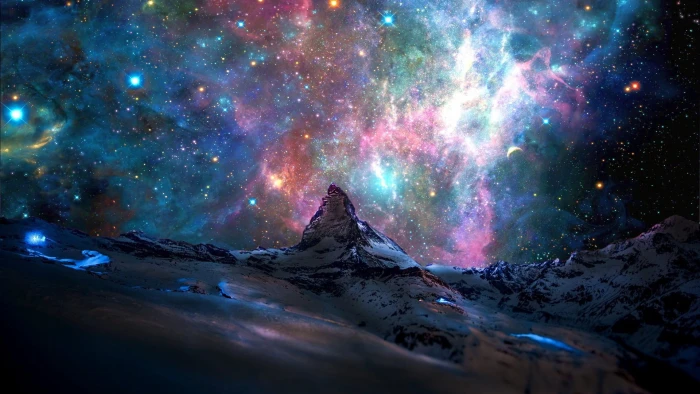 galaxy wallpaper cosmic ray illustration stars mountains nebula