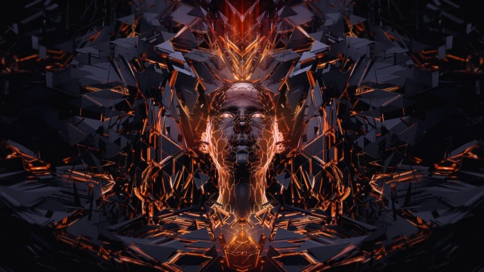 human formed graphics abstract digital art front view