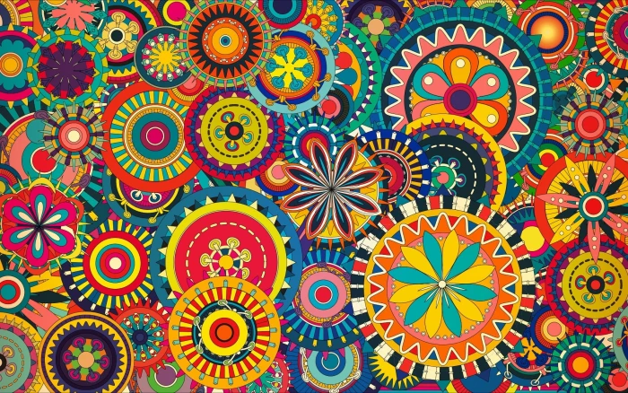 multicolored floral art colorful digital geometry circle