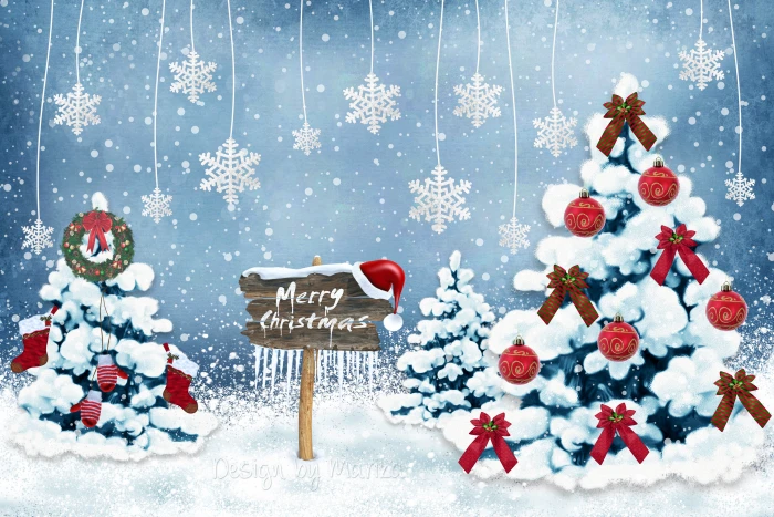merry Christmas wallpaper new year card christmas trees snowflakes 2k 4k 5k