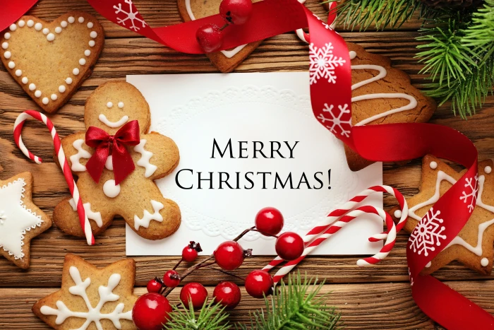 Merry Christmas signage New Year cookies cakes sweet Xmas 2k 4k 5k