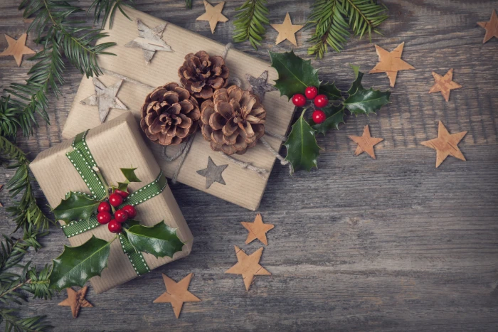brown green and red christmas box winter holiday gift New year 2k 4k 5k