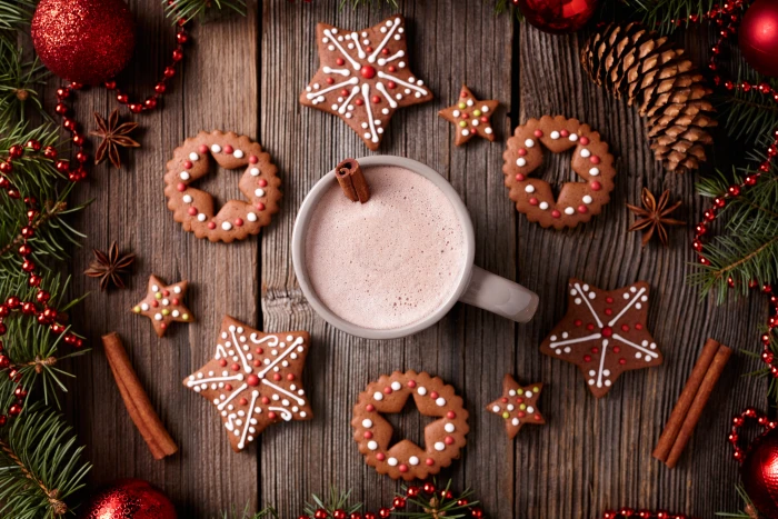cookies and tea cup New Year Christmas cakes Xmas glaze 2k 4k 5k