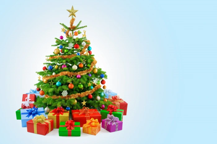 green Christmas tree New Year decoration Merry gift celebration 2k 4k 5k