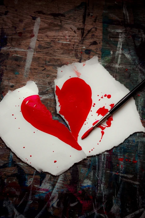 teared heart drawing broken love valentine symbol sad 2k