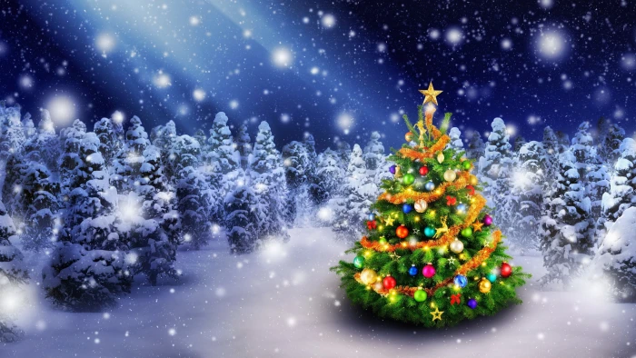 christmas tree xmas winter pine spruce snowfall snowy 2k