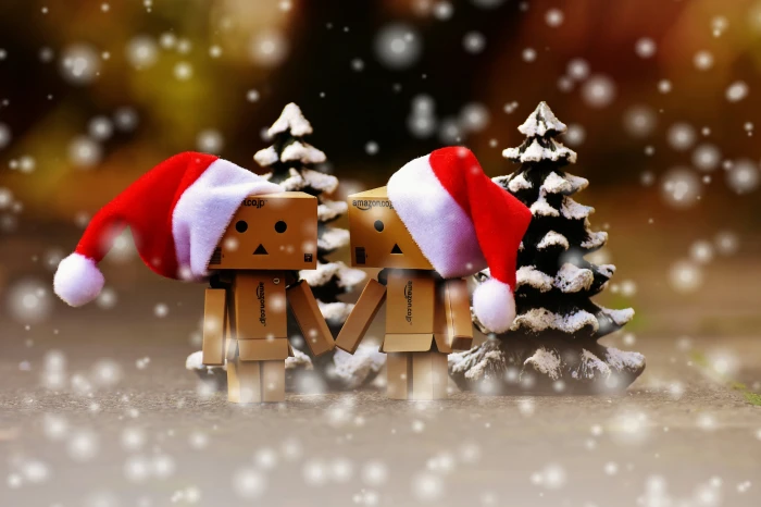 Christmas themed two figurine wearing Santa Hat danbo figure 2k 4k 5k