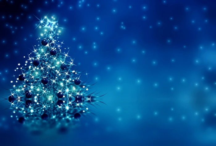 Holiday Christmas Blue Tree Silver Sparkles 2k 4k 5k