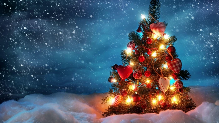 christmas tree xmas lights snow holiday 2k