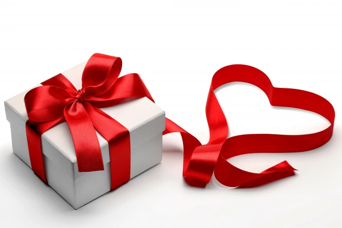 white gift box with red ribbon heart tape love bow romantic 2k 4k 5k