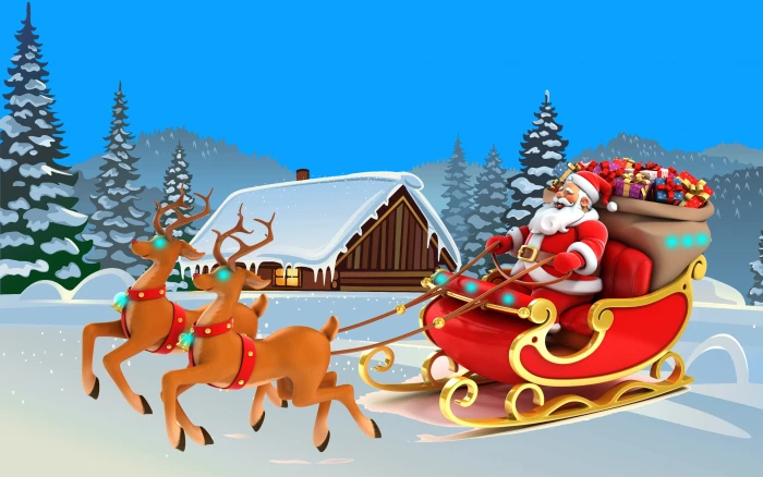 Happy New Year Christmas Card Santa Claus And Lapland Ultra Hd Desktop Wallpapers For Computers Laptop Tablet Mobile Phones 2k