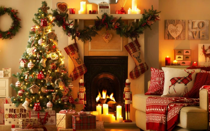 Christmas tree decoration holiday celebration illuminated 2k