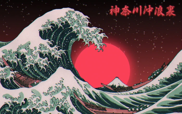 Great Wave off Kanagawa digital art typography sea Photoshop 52