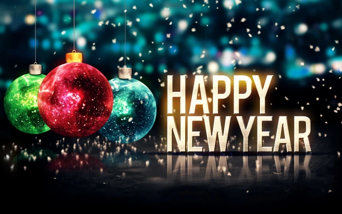 Happy New Year Merry Christmas balls 2k