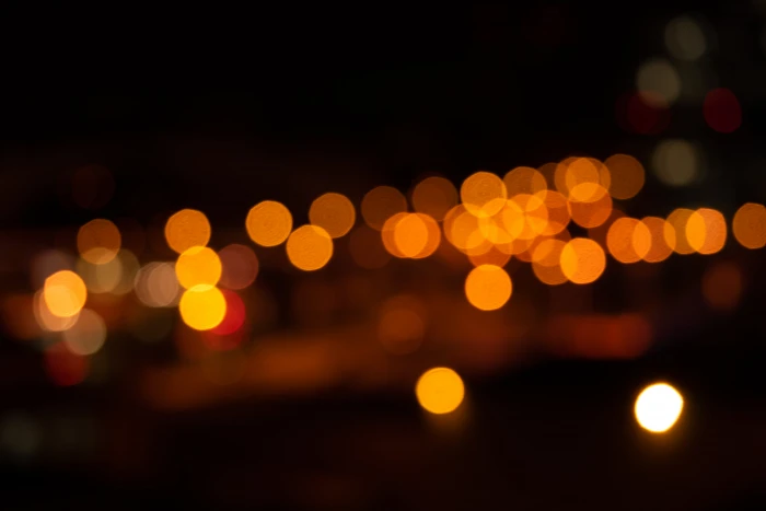 bokeh lights blur orange night wallpaper distance air car 2k 4k 5k