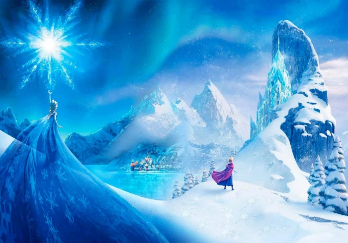 Disney Frozen Elsa and Anna wallpaper snow mountains the city