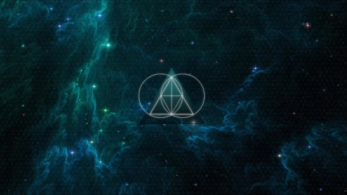 triangle and circles logo galaxy painting minimalism geometry