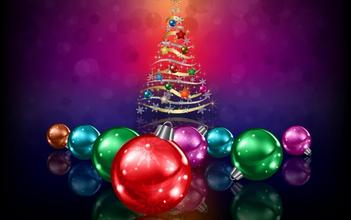assorted color baubles illustrations Christmas New Year ornaments 2k