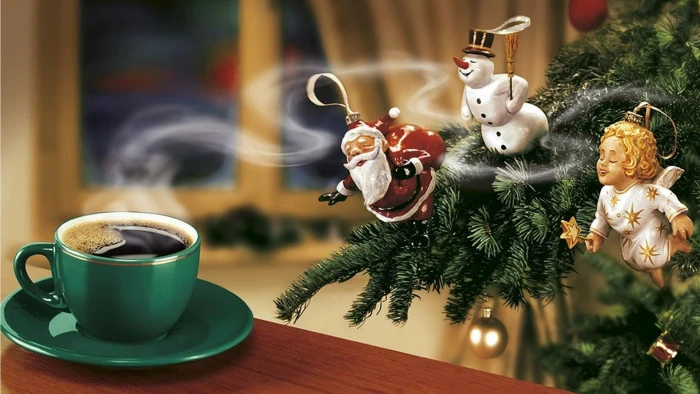 green ceramic mug new year coffee snowman angel christmas