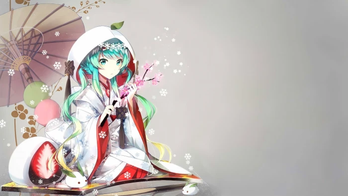 anime girls Hatsune Miku Vocaloid kimono Yuki