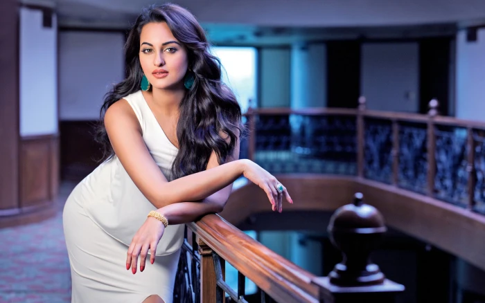 Actress Sonakshi Sinha HD women's white sleeveless dress celebrities