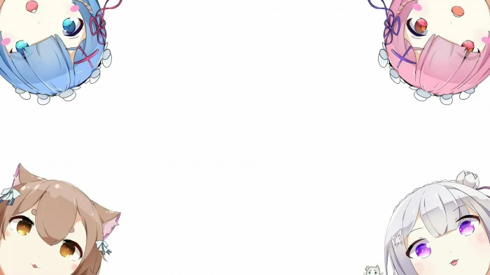 re zero kara hajimeru isekai emilia rem ram felix white background