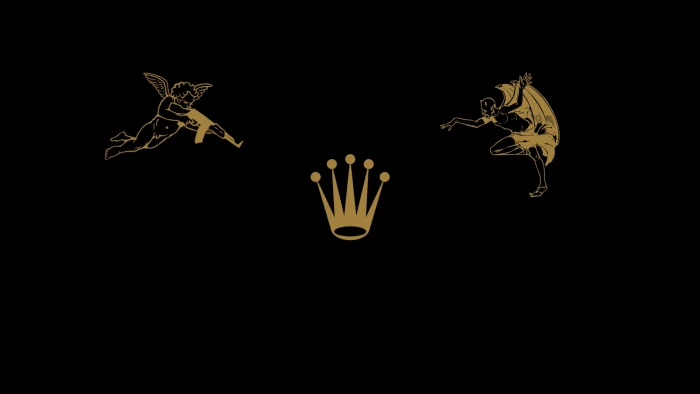 Rolex logo black background drawing devils AK 47 studio shot 2k