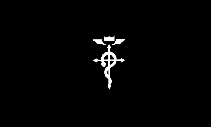 Full Metal Alchemist anime minimalism black background copy space