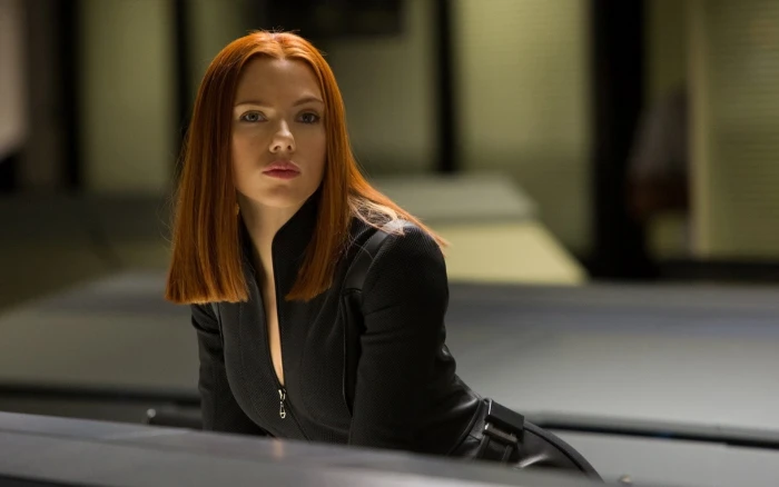 actress redhead Captain America The Winter Soldier black suit