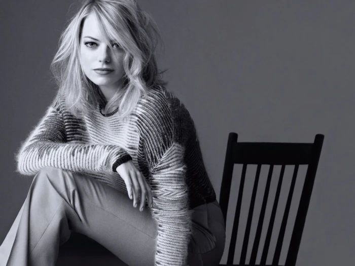 Actresses Emma Stone Black amp; White Monochrome