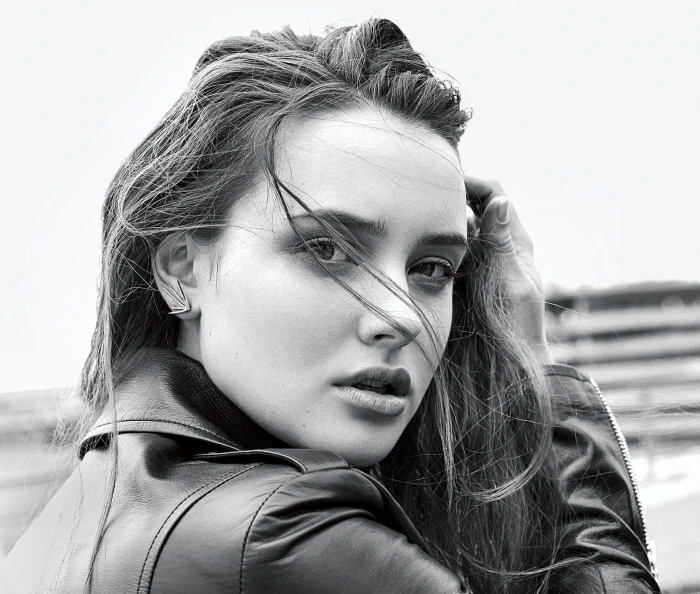 Actresses Katherine Langford Black amp; White Face Monochrome