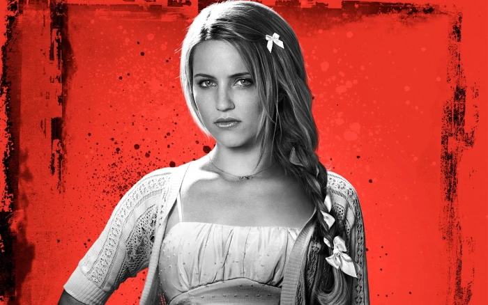 Dianna Agron actress selective coloring looking at viewer 2k