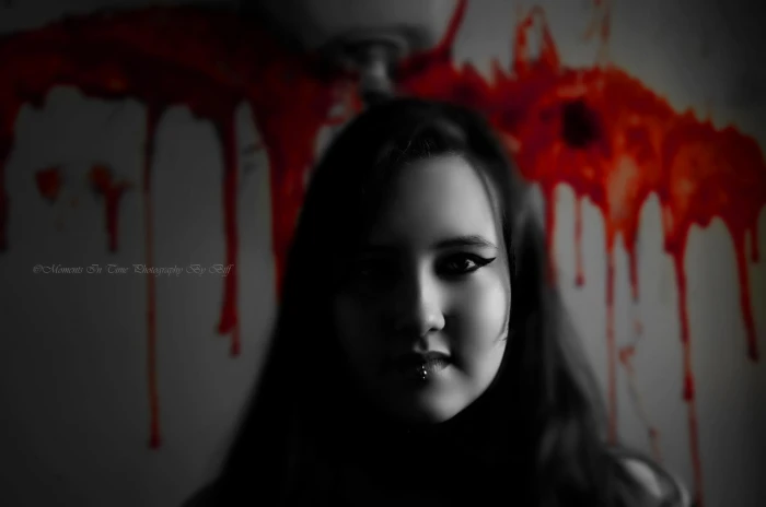 women actress face blood portrait headshot one person 2k