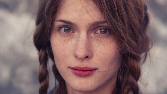 women face blue eyes brunette freckles Svetlana Ivanova